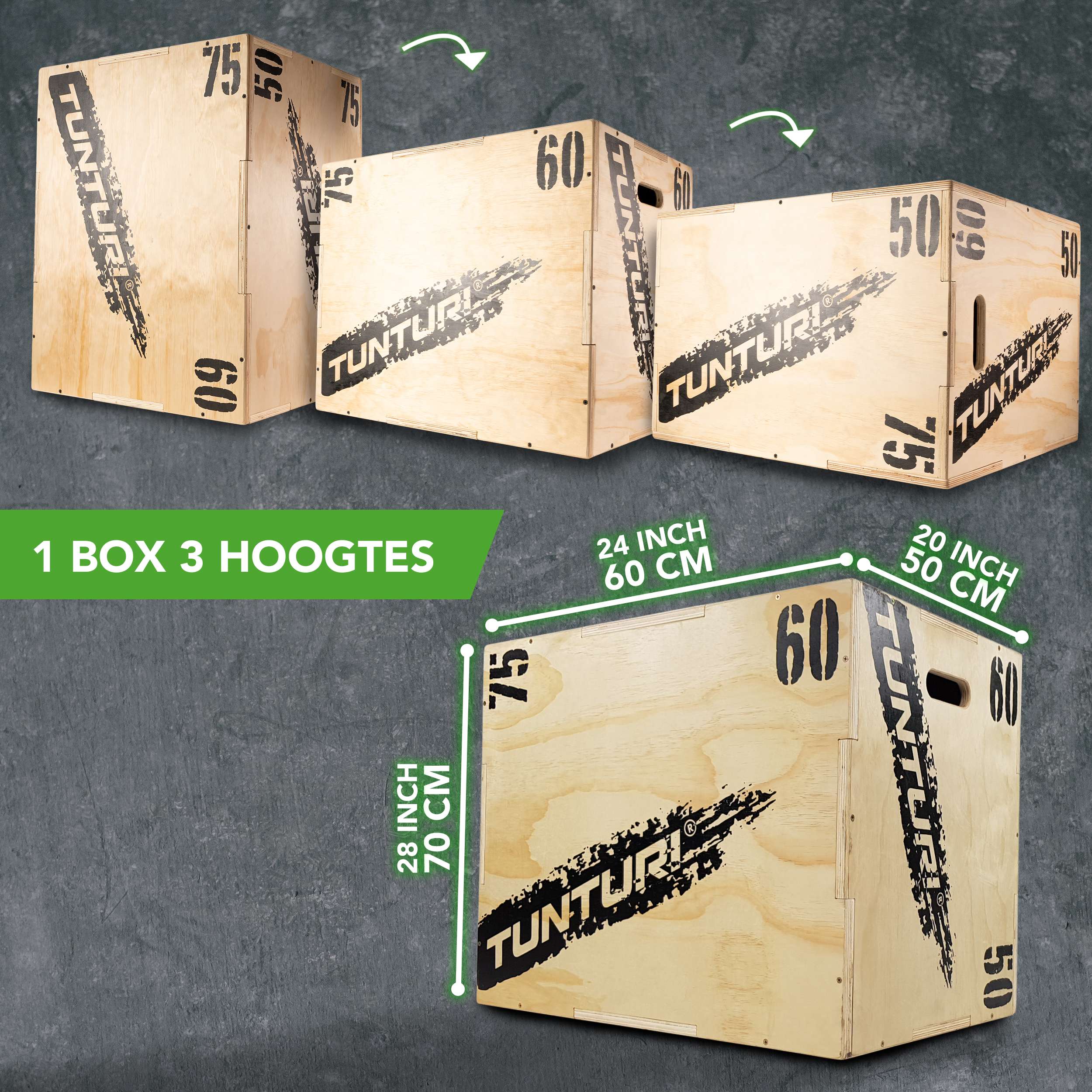 Tunturi Plyo Box Wood 50/60/75cm afbeelding 2