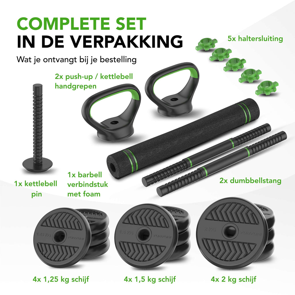 Tunturi Barbell/ Dumbbell Set, 20kg, Vinyl afbeelding 3