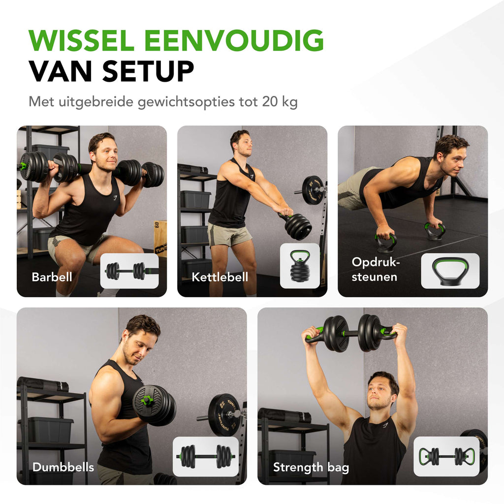 Tunturi Barbell/ Dumbbell Set, 20kg, Vinyl afbeelding 4
