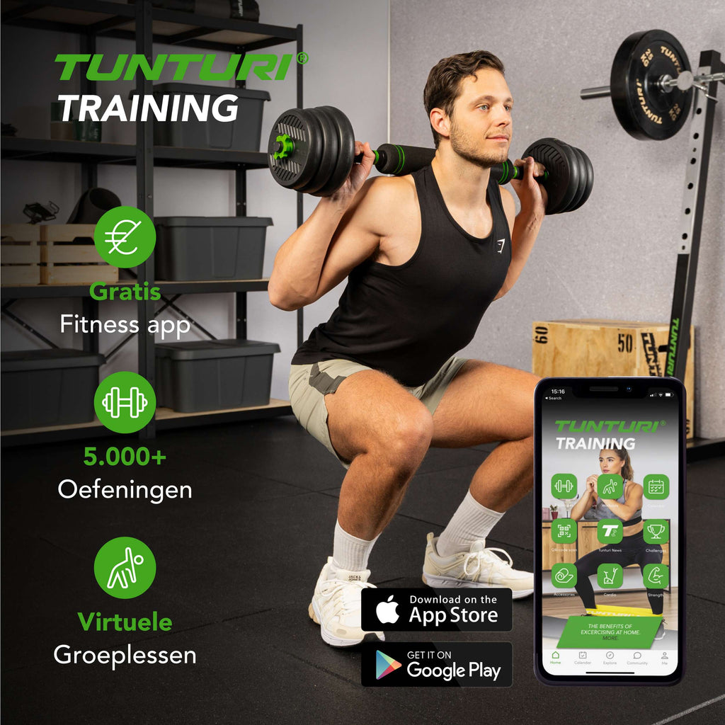 Tunturi Barbell/ Dumbbell Set, 20kg, Vinyl afbeelding 6