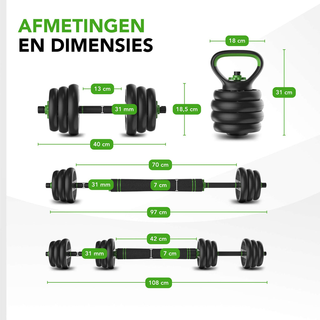 Tunturi Barbell/ Dumbbell Set, 20kg, Vinyl afbeelding 7
