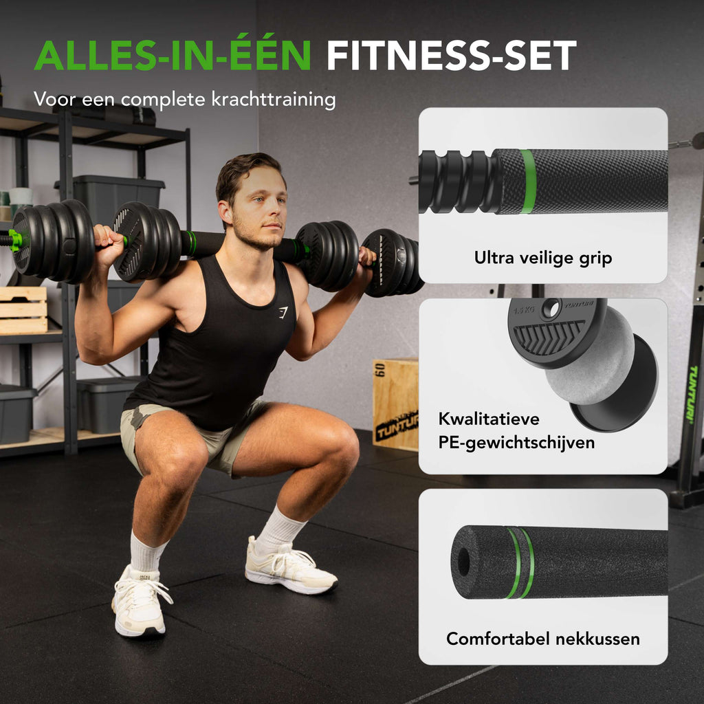 Tunturi Barbell/ Dumbbell Set, 28kg, Vinyl afbeelding 2