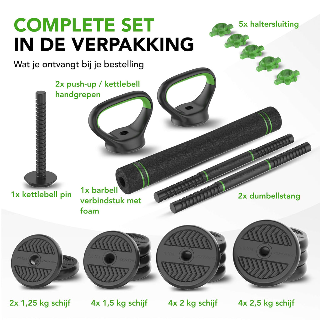 Tunturi Barbell/ Dumbbell Set, 28kg, Vinyl afbeelding 3