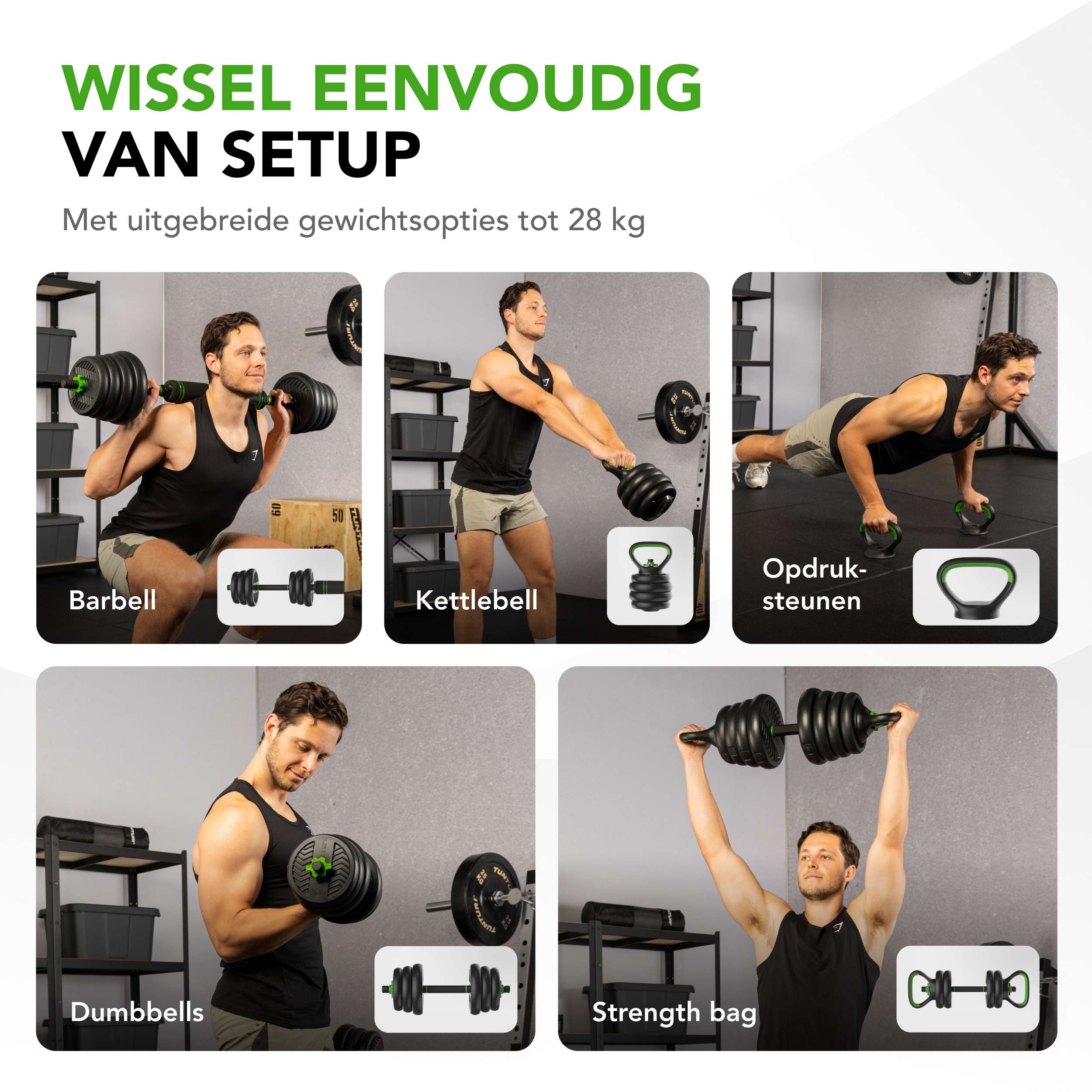 Tunturi Barbell/ Dumbbell Set, 28kg, Vinyl afbeelding 4