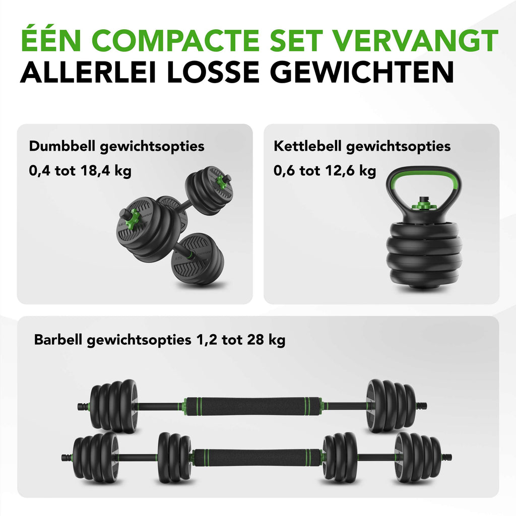 Tunturi Barbell/ Dumbbell Set, 28kg, Vinyl afbeelding 5