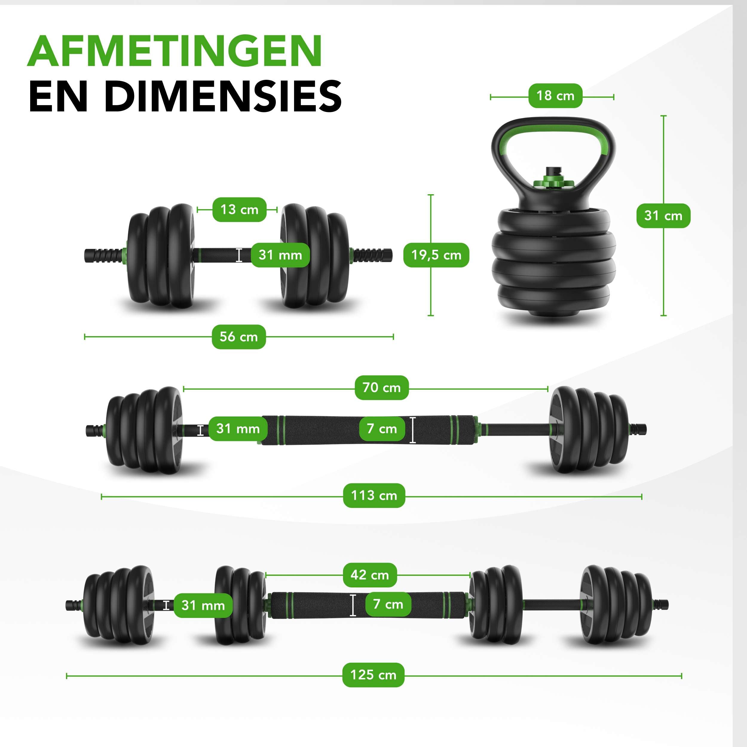 Tunturi Barbell/ Dumbbell Set, 28kg, Vinyl afbeelding 7