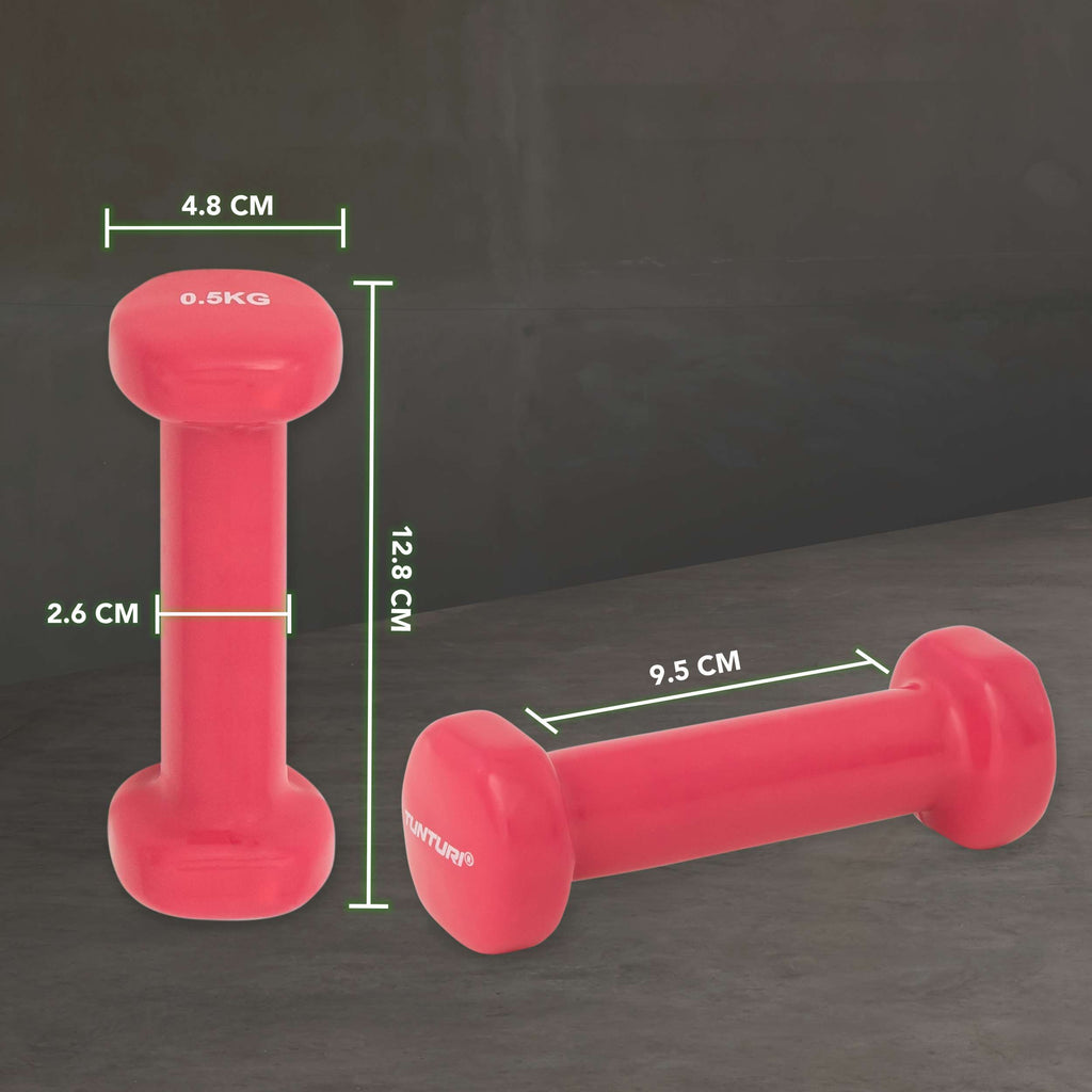 Tunturi Vinyl Dumbbells 0.5kg, Pink, Pairc afbeelding 3
