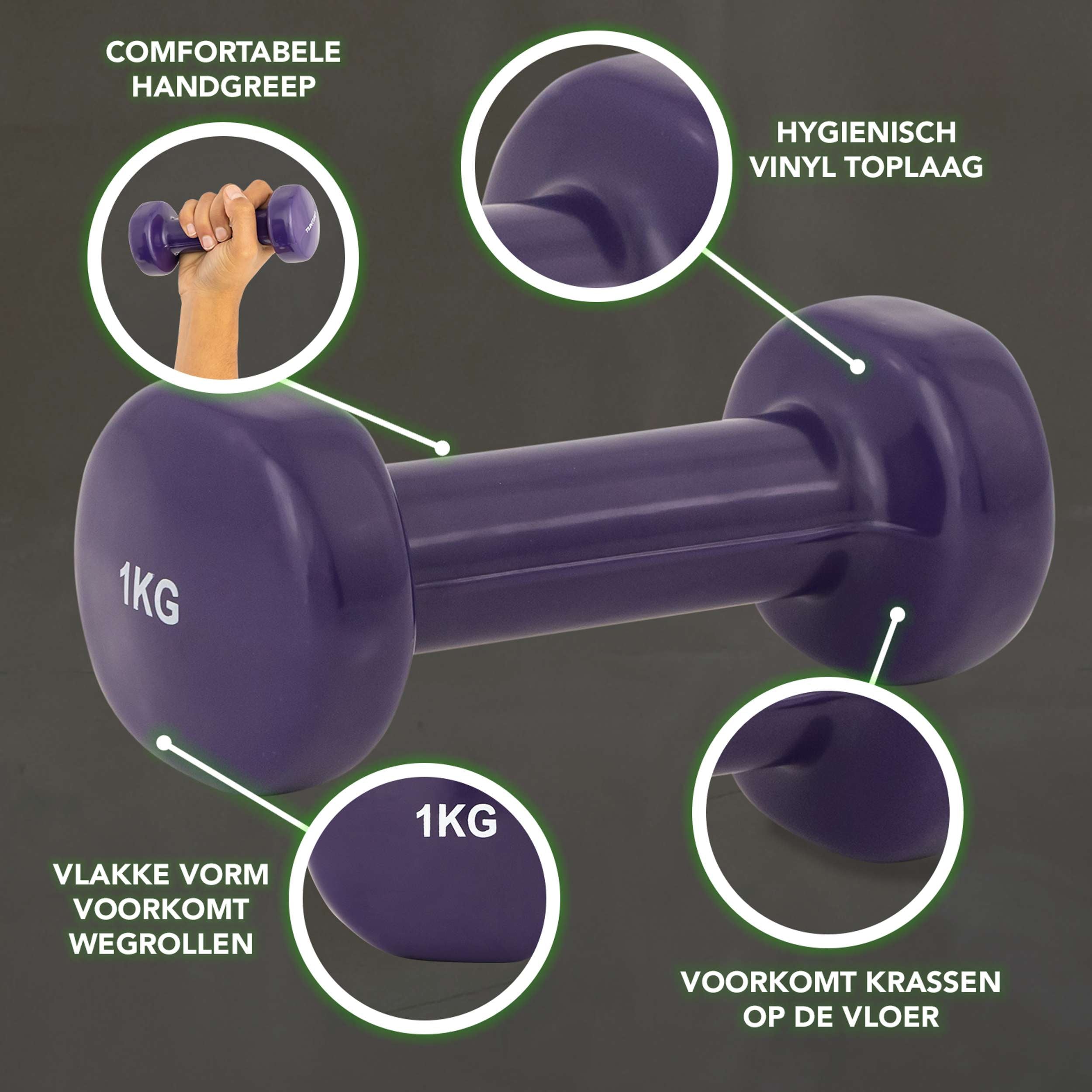 Tunturi Vinyl Dumbbells 1.0kg, Purple, Pair afbeelding 2