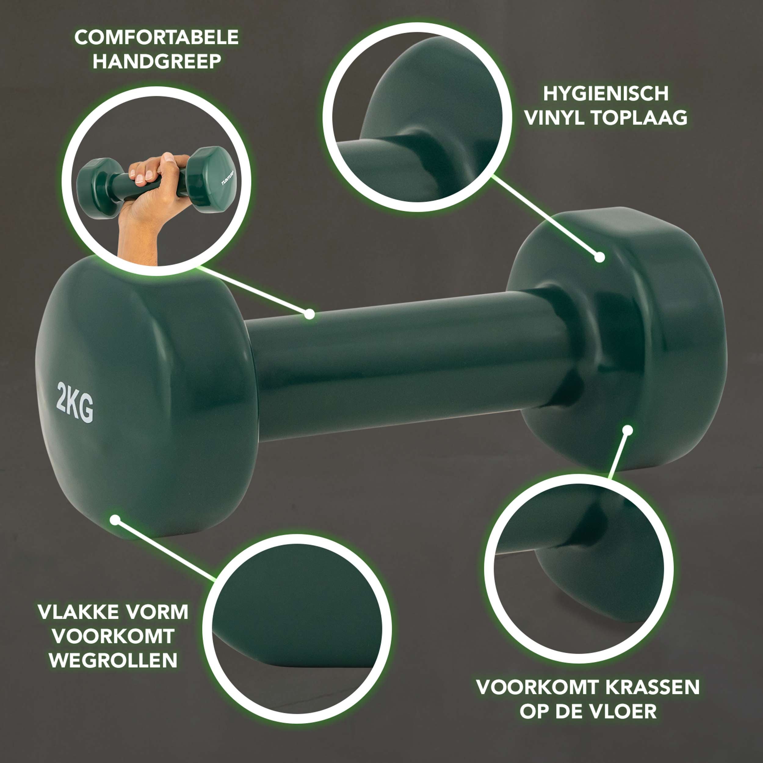 Tunturi Vinyl Dumbbells 2.0kg, Green, Pair afbeelding 2