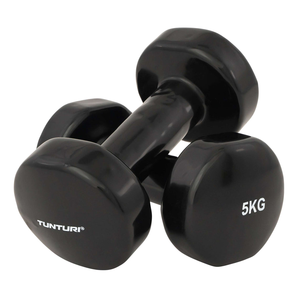 Tunturi Vinyl Dumbbells 5.0kg, Black, Pairc