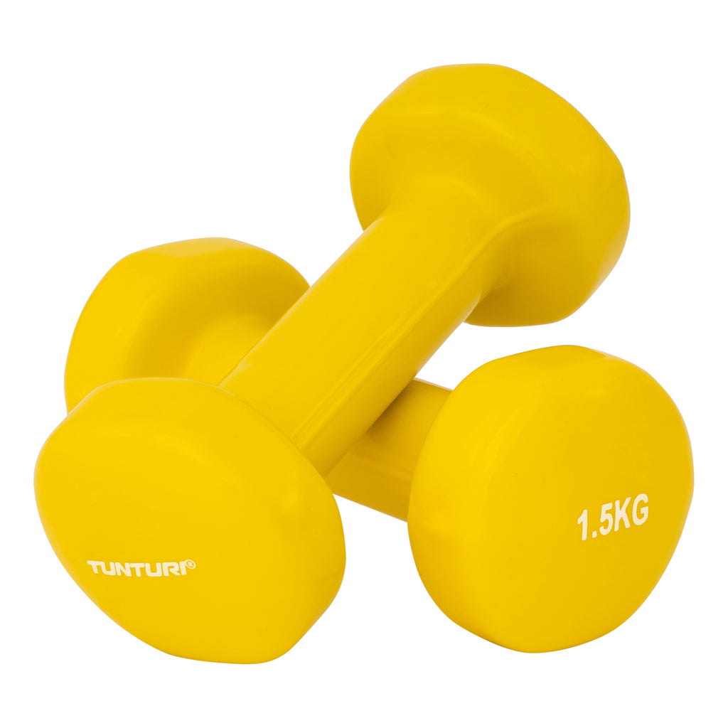 Tunturi Vinyl Dumbbells 1.5kg, Yellow, Pairs