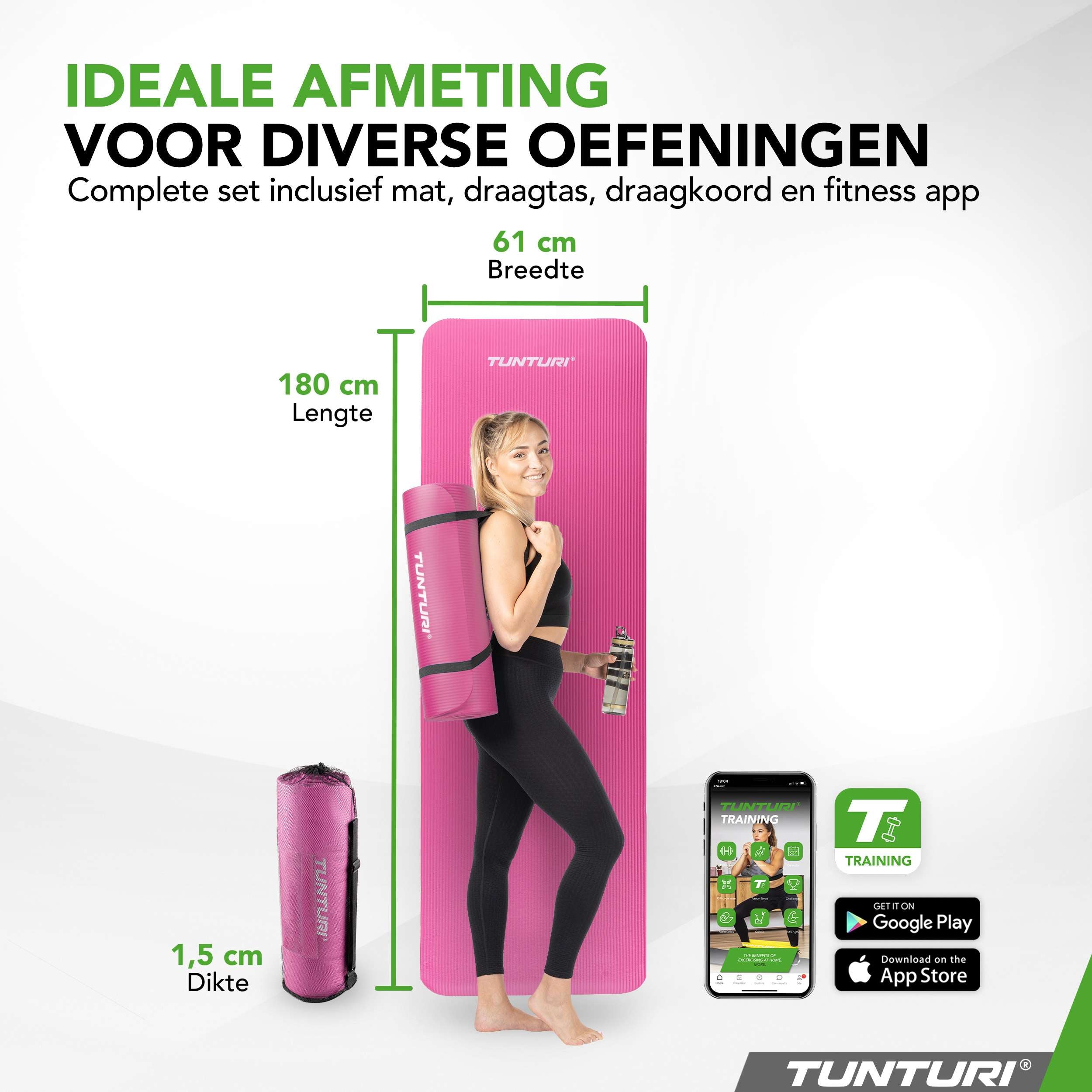 Tunturi Fitnessmat NBR  Pink afbeelding 3