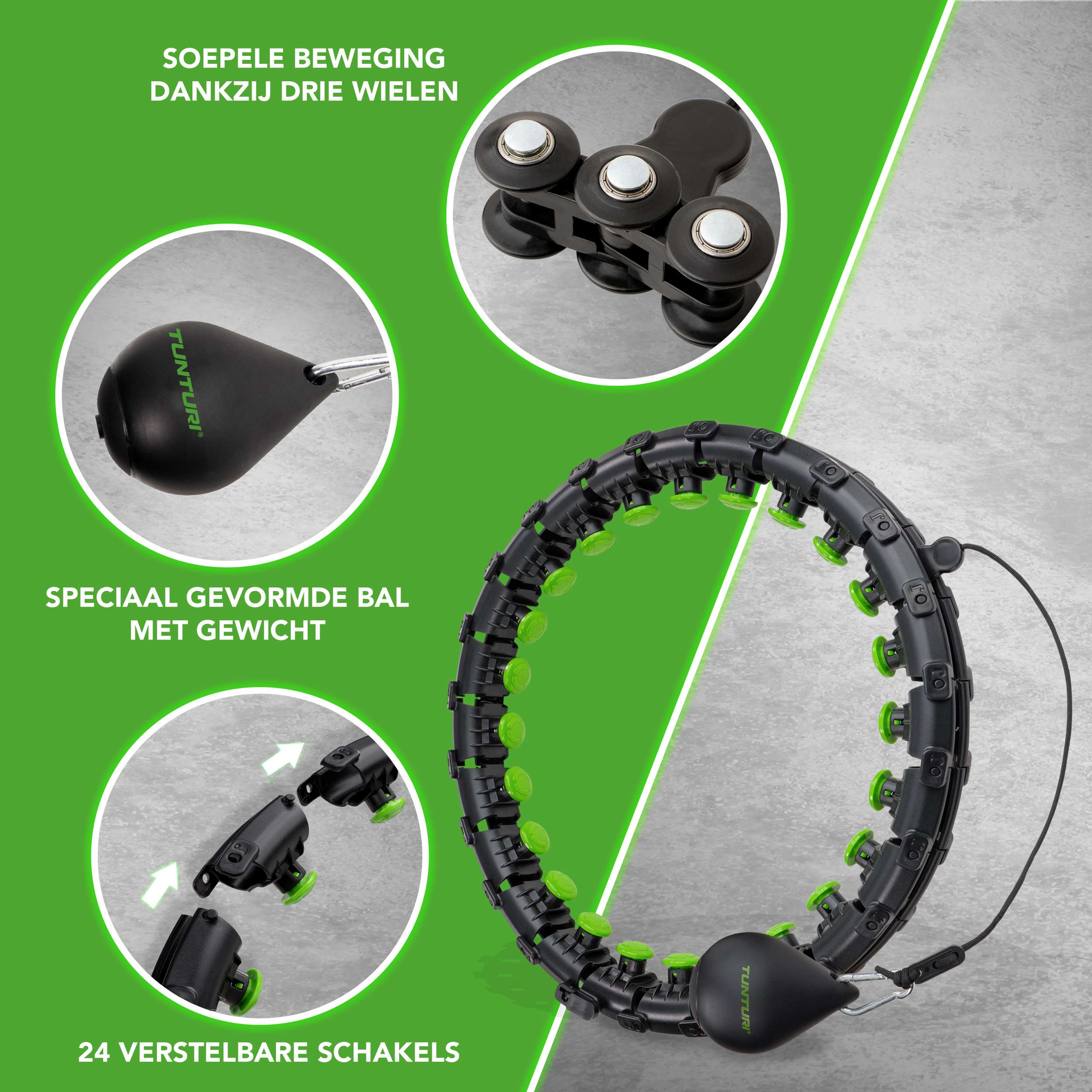 Tunturi Adjustable Hula Hoop incl. weight afbeelding 2