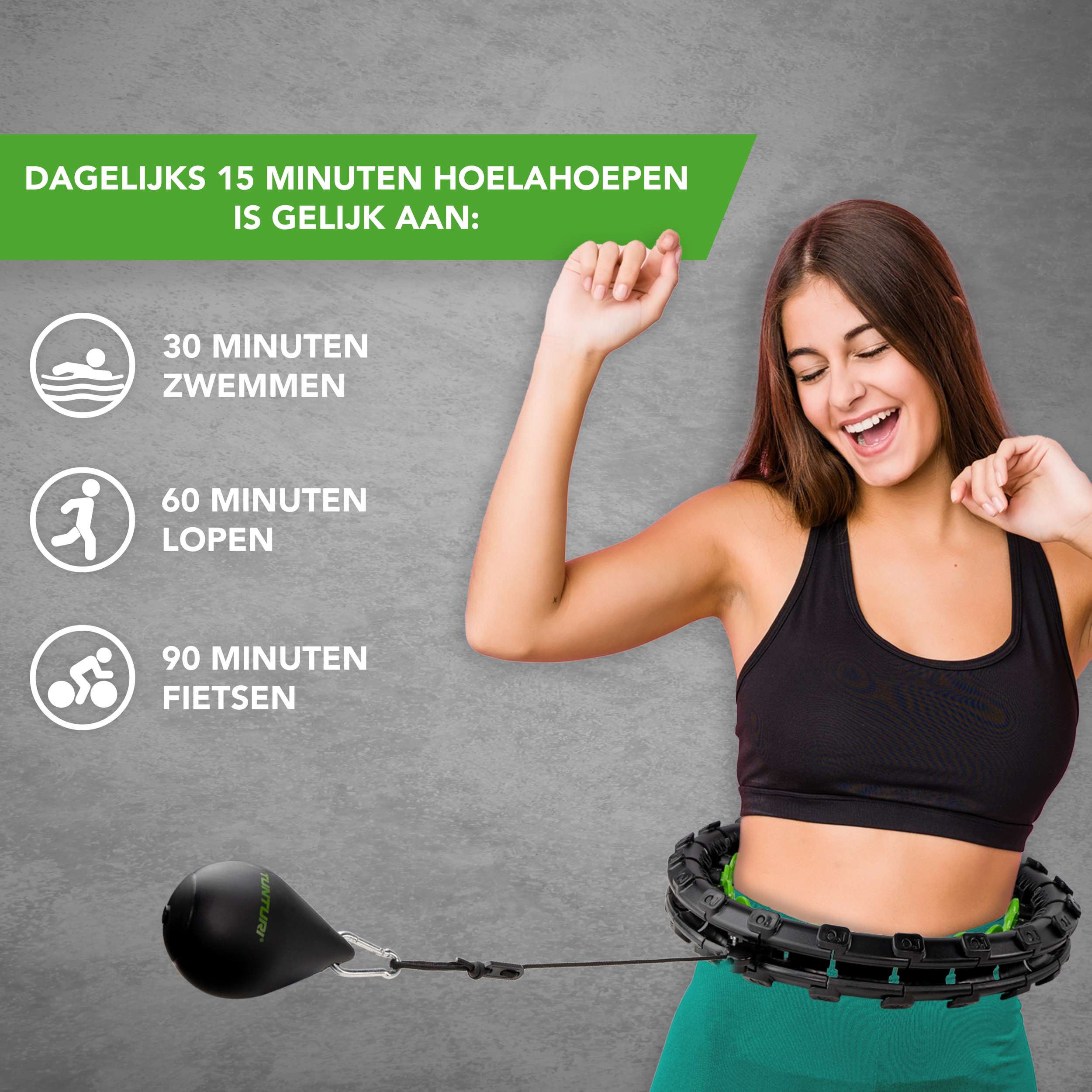 Tunturi Adjustable Hula Hoop incl. weight afbeelding 3