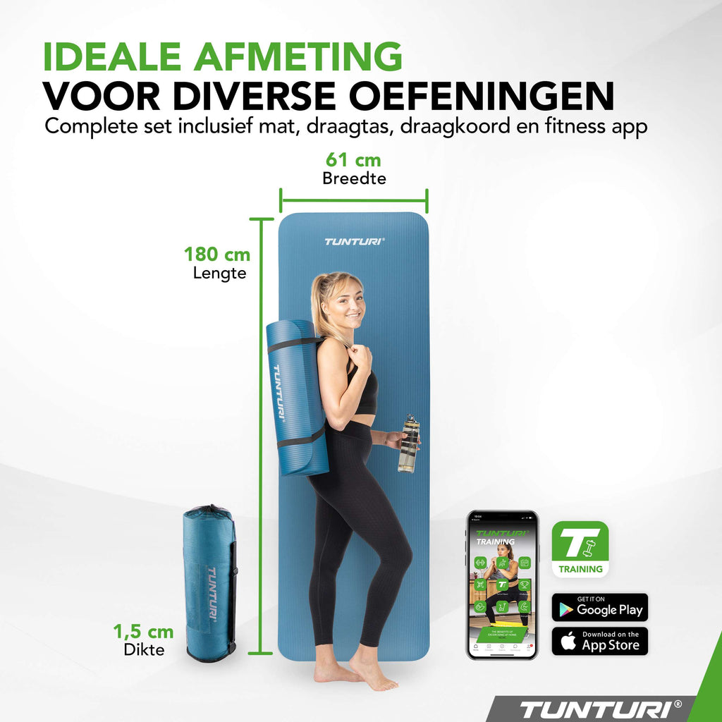 Tunturi Fitnessmat NBR - Petrol Blue afbeelding 9
