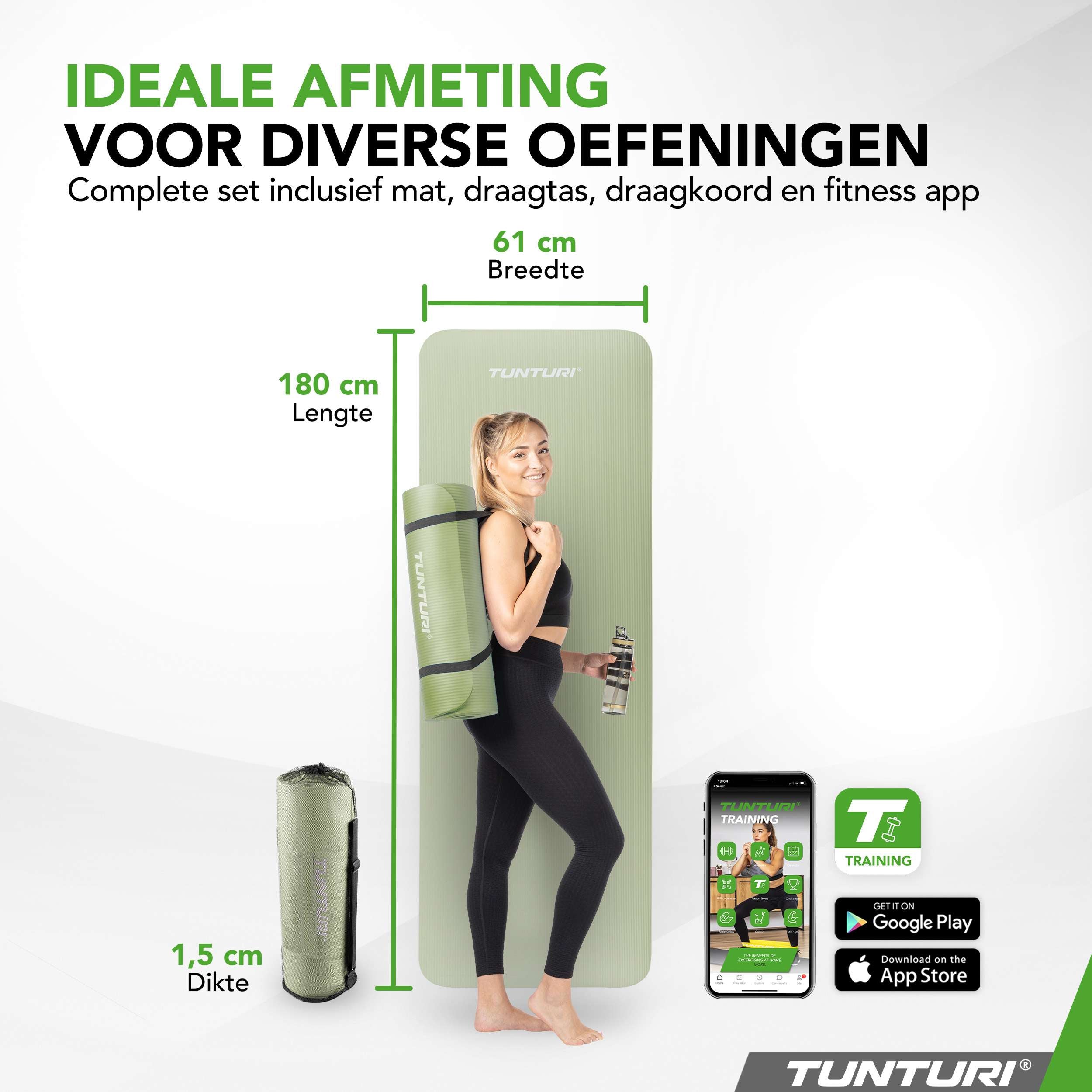 Tunturi Fitnessmat NBR - Mint afbeelding 2