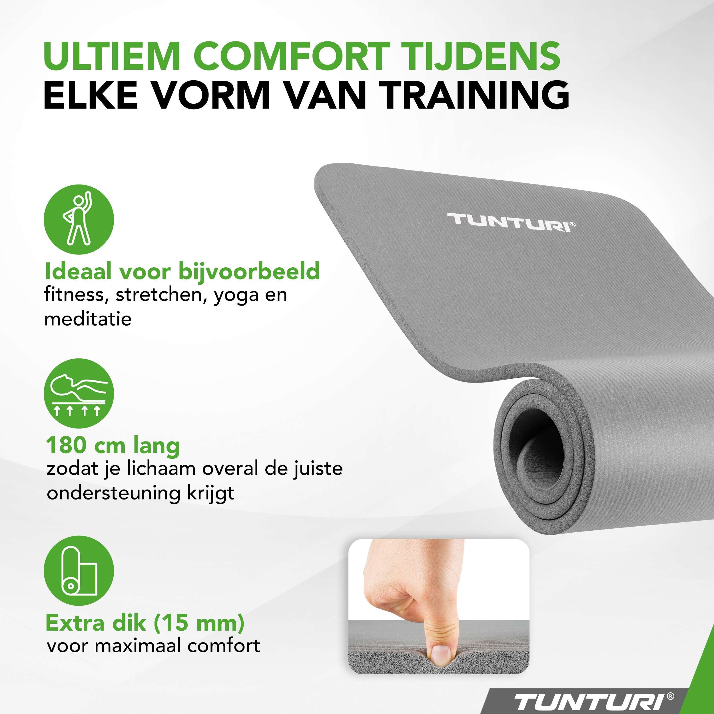Tunturi Fitnessmat NBR - Grey afbeelding 5