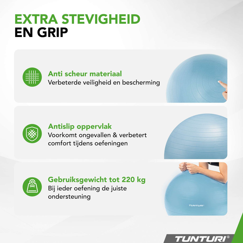 Tunturi Gymball 65cm, Light Blue, Anti Burst afbeelding 4