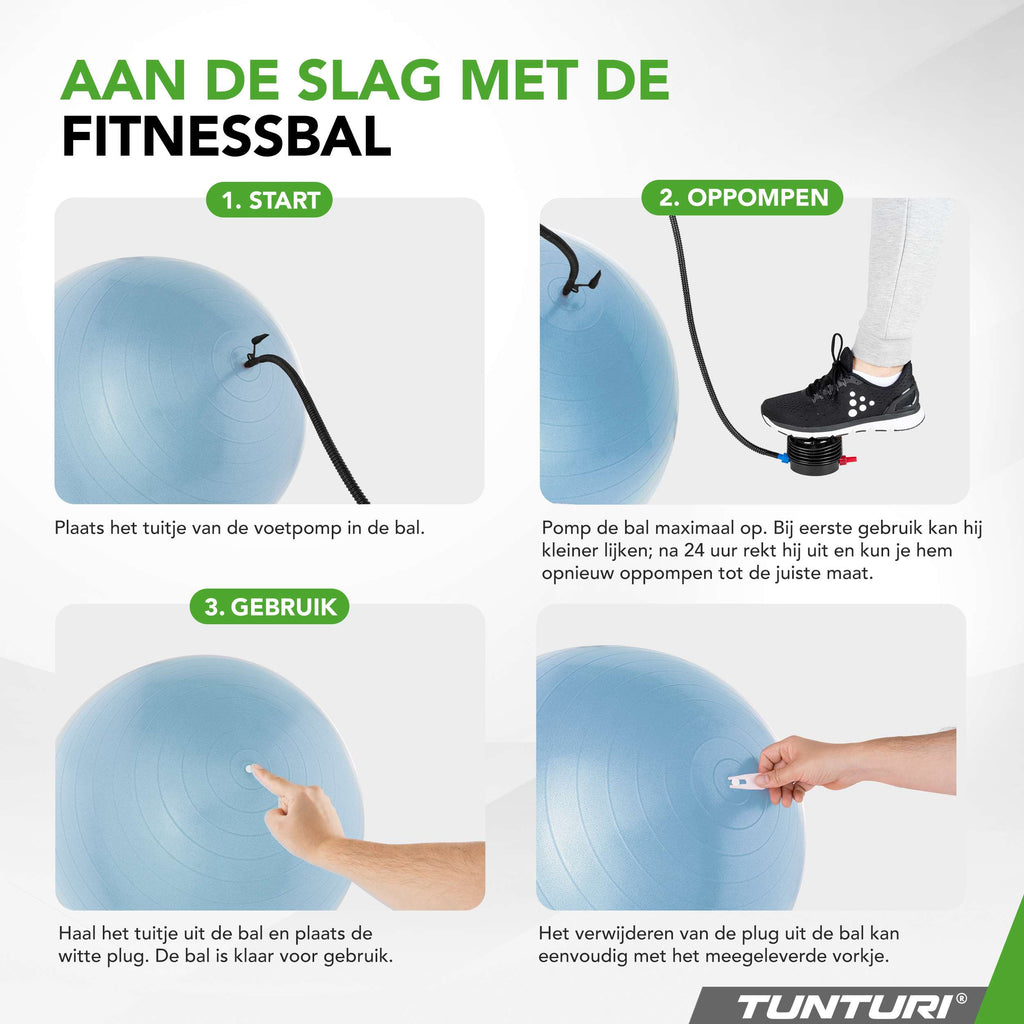 Tunturi Gymball 75cm, Light Blue, Anti Burst afbeelding 5