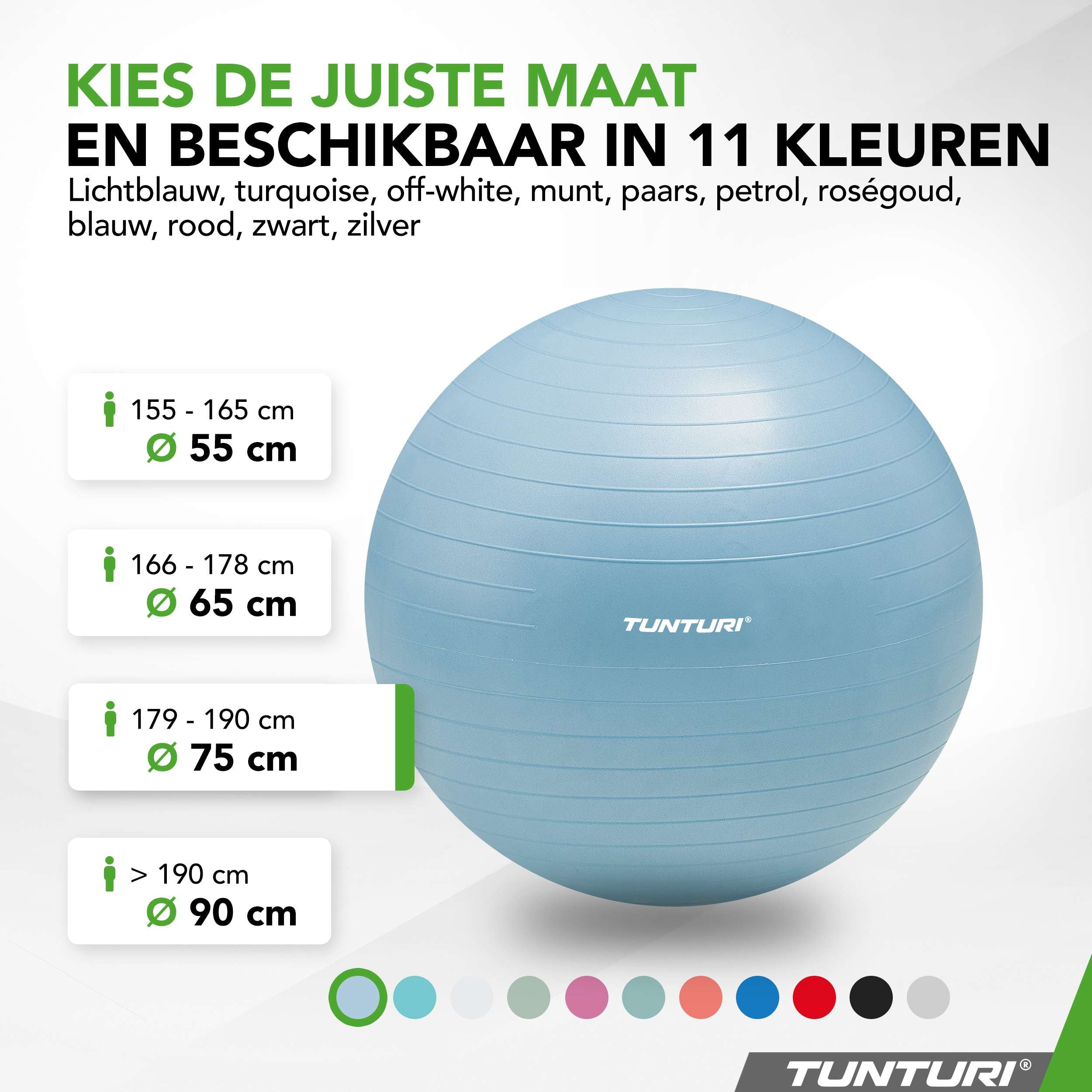 Tunturi Gymball 75cm, Light Blue, Anti Burst afbeelding 8