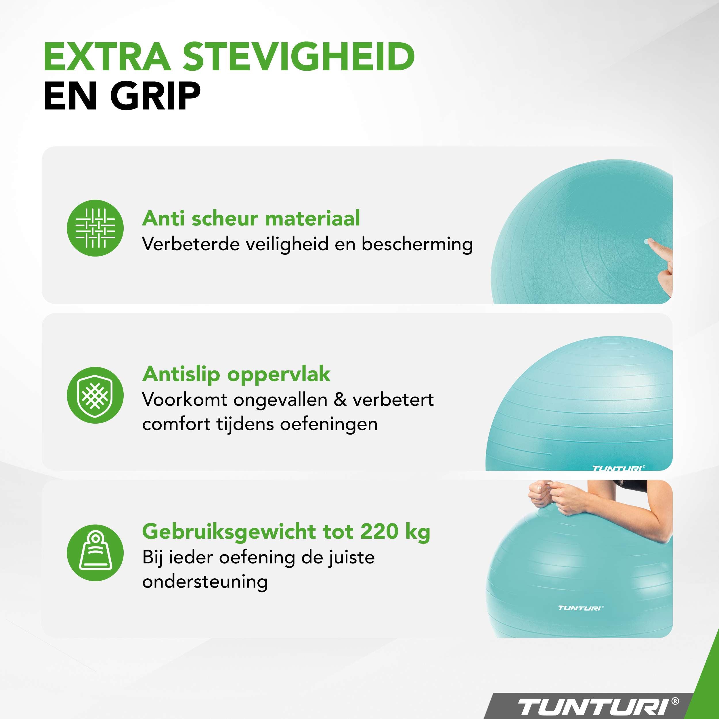 Tunturi Gymball 65cm, Turquoise, Anti Burst afbeelding 4