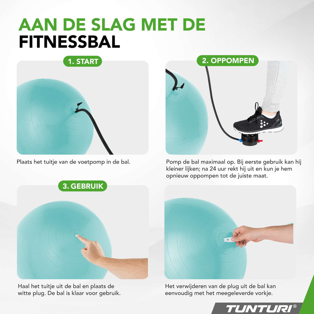 Tunturi Gymball 65cm, Turquoise, Anti Burst afbeelding 5