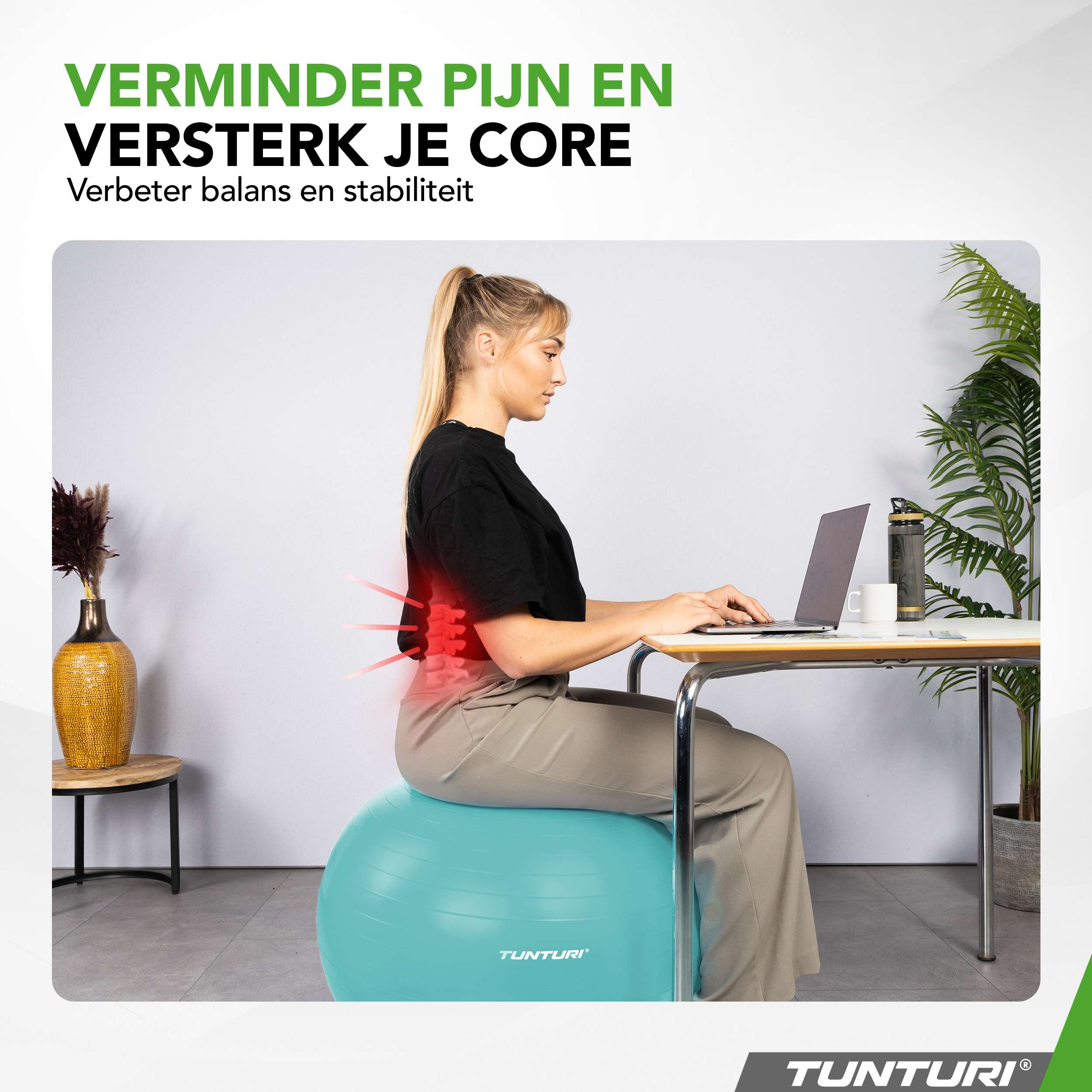 Tunturi Gymball 75cm, Turquoise, Anti Burst afbeelding 6