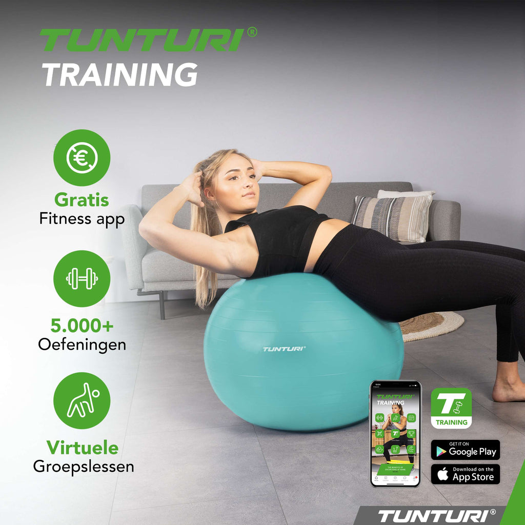 Tunturi Gymball 75cm, Turquoise, Anti Burst afbeelding 7