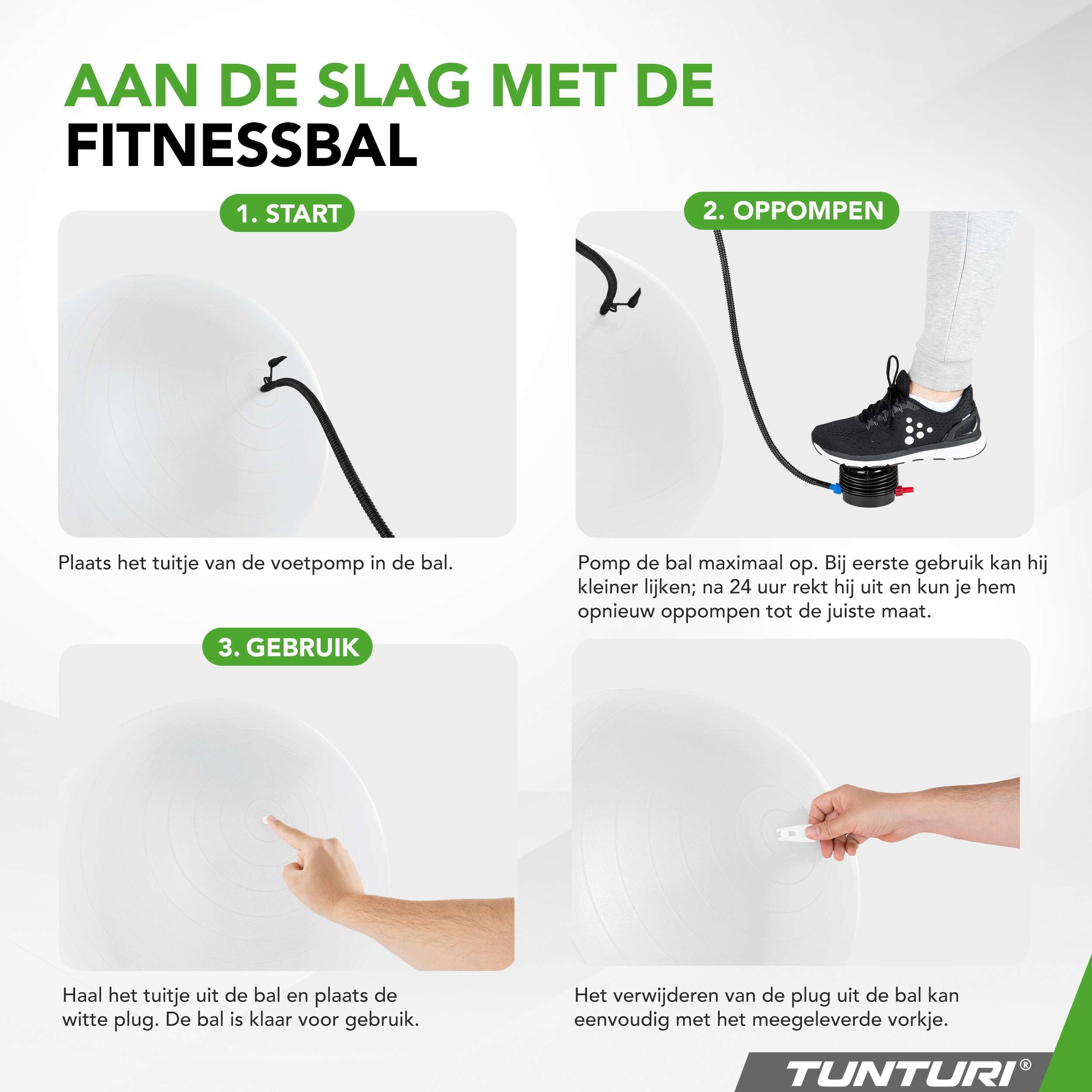 Tunturi Gymball 65cm, Off-white, Anti Burst afbeelding 5
