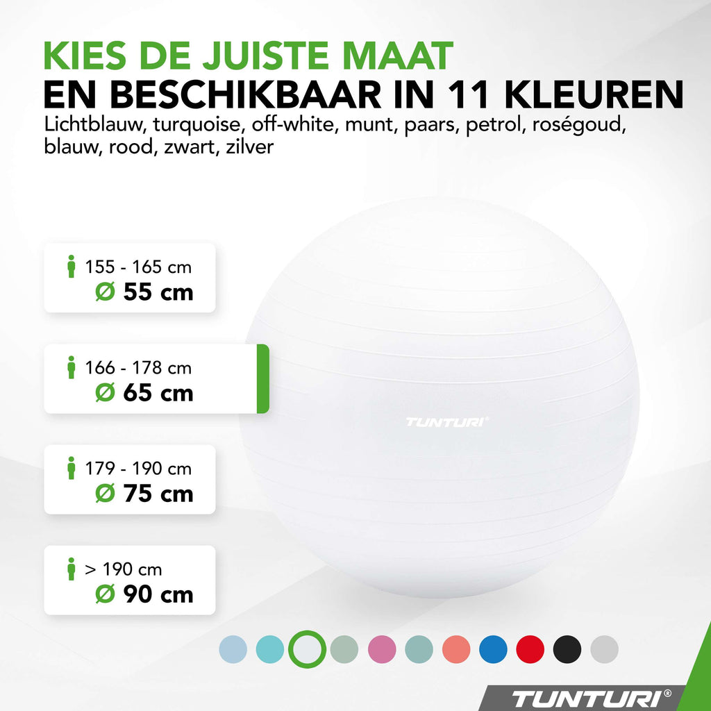 Tunturi Gymball 65cm, Off-white, Anti Burst afbeelding 8