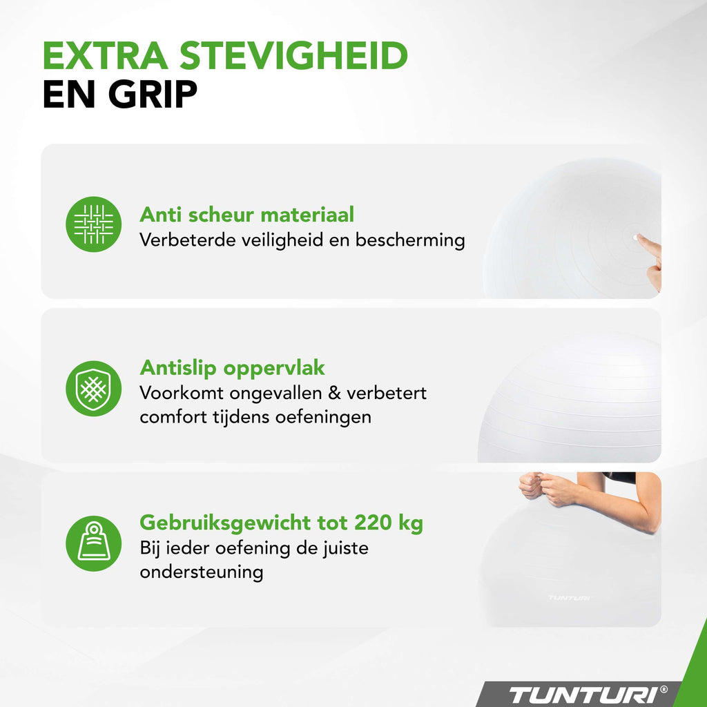 Tunturi Gymball 75cm, Off-white, Anti Burst afbeelding 4