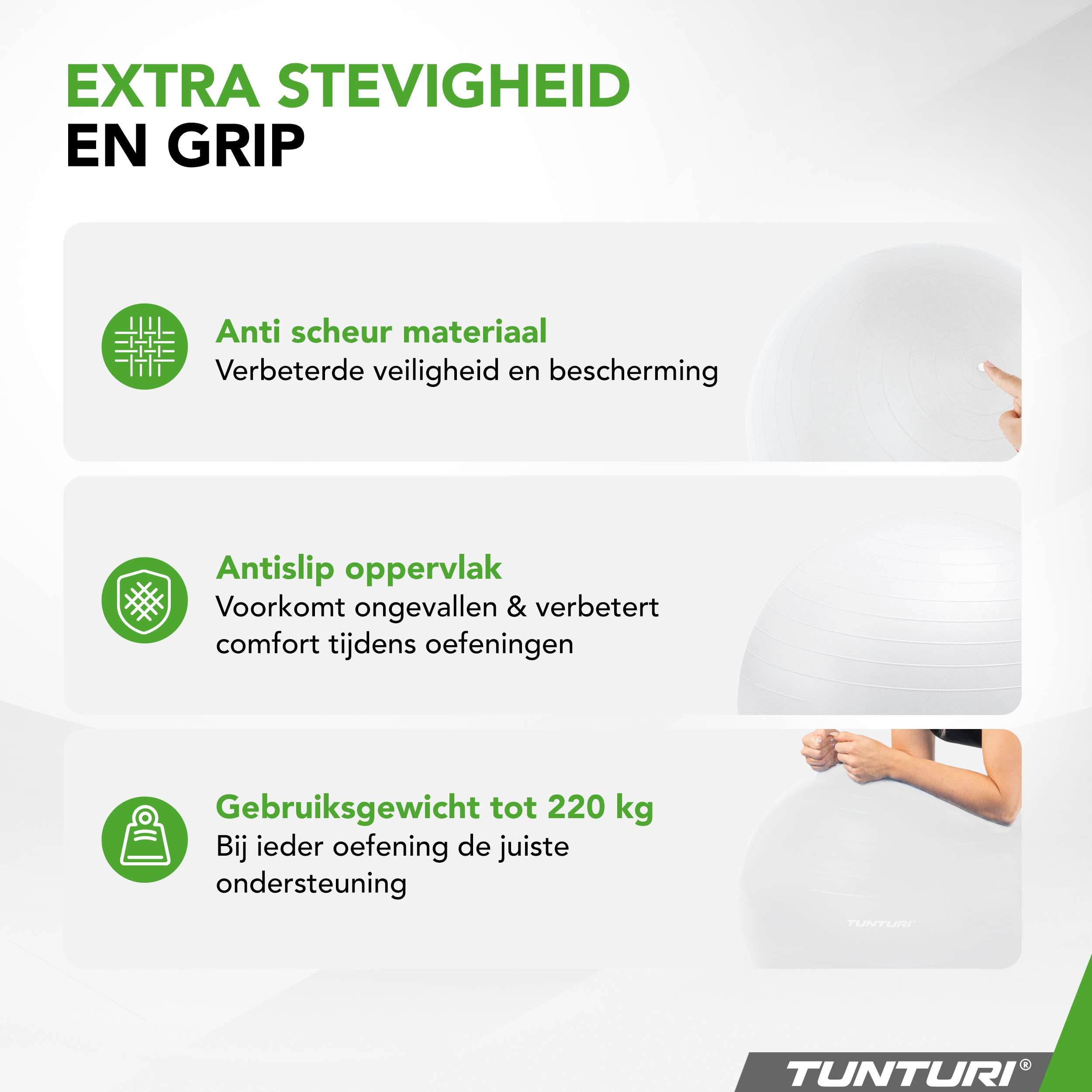 Tunturi Gymball 75cm, Off-white, Anti Burst afbeelding 4