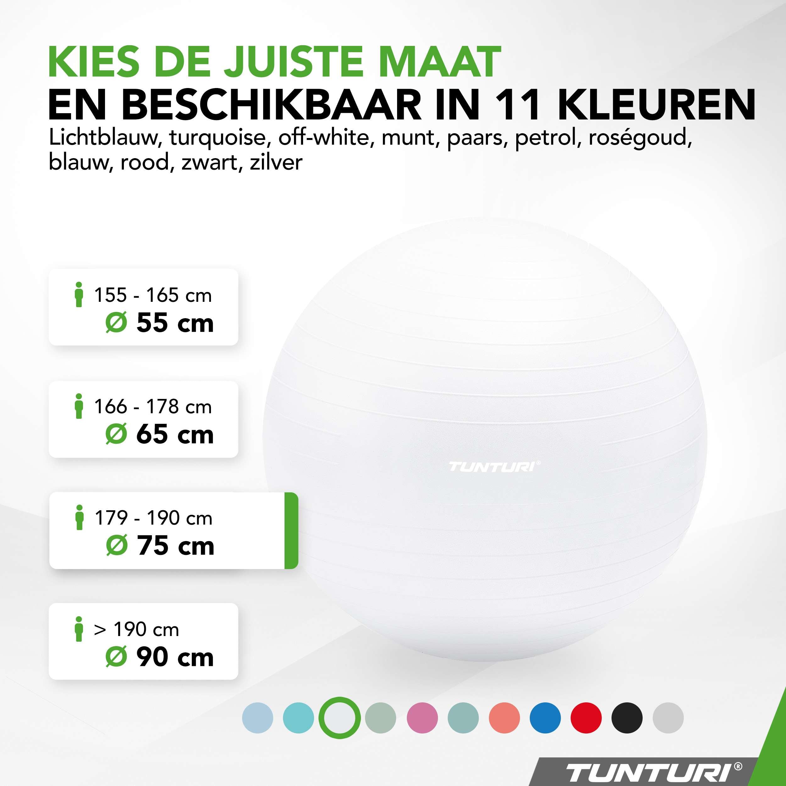 Tunturi Gymball 75cm, Off-white, Anti Burst afbeelding 8