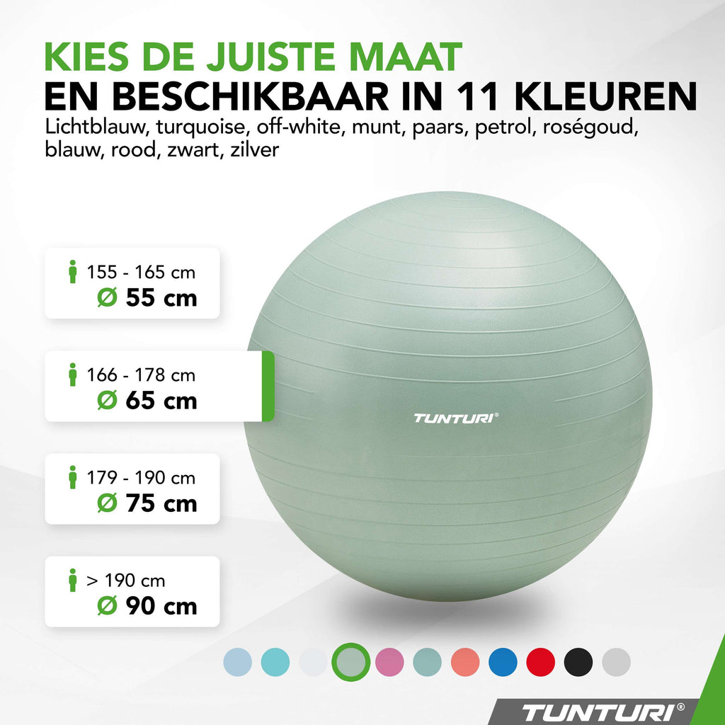 Tunturi Gymball 65cm, Mint, Anti Burst afbeelding 8