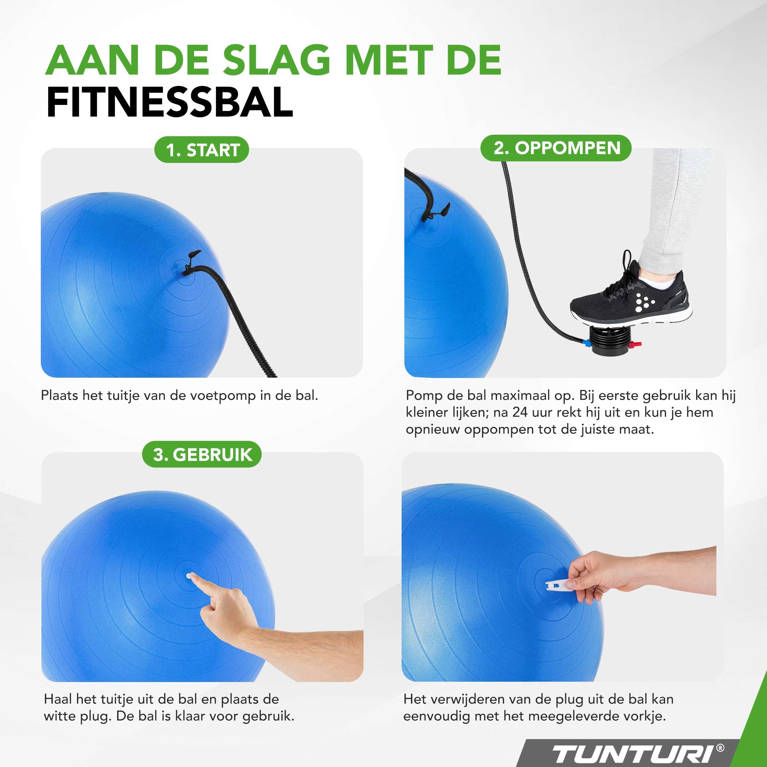 Tunturi Gymball 55cm, Blue, Anti Burst afbeelding 5