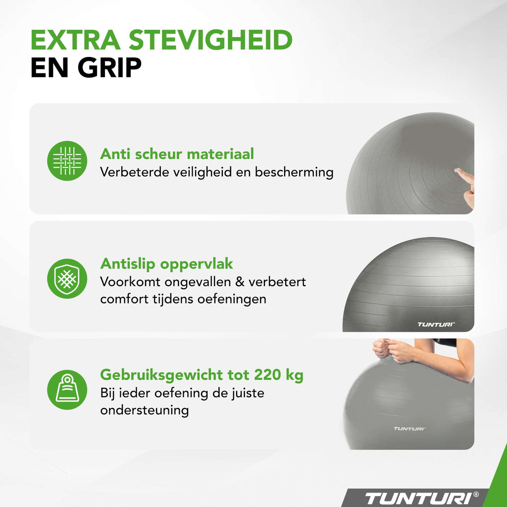 Tunturi Gymball 55cm, Silver, Anti Burst afbeelding 4