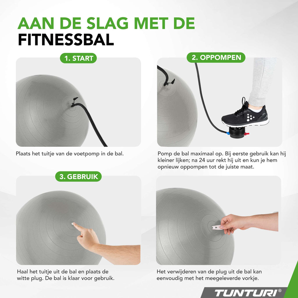 Tunturi Gymball 55cm, Silver, Anti Burst afbeelding 5