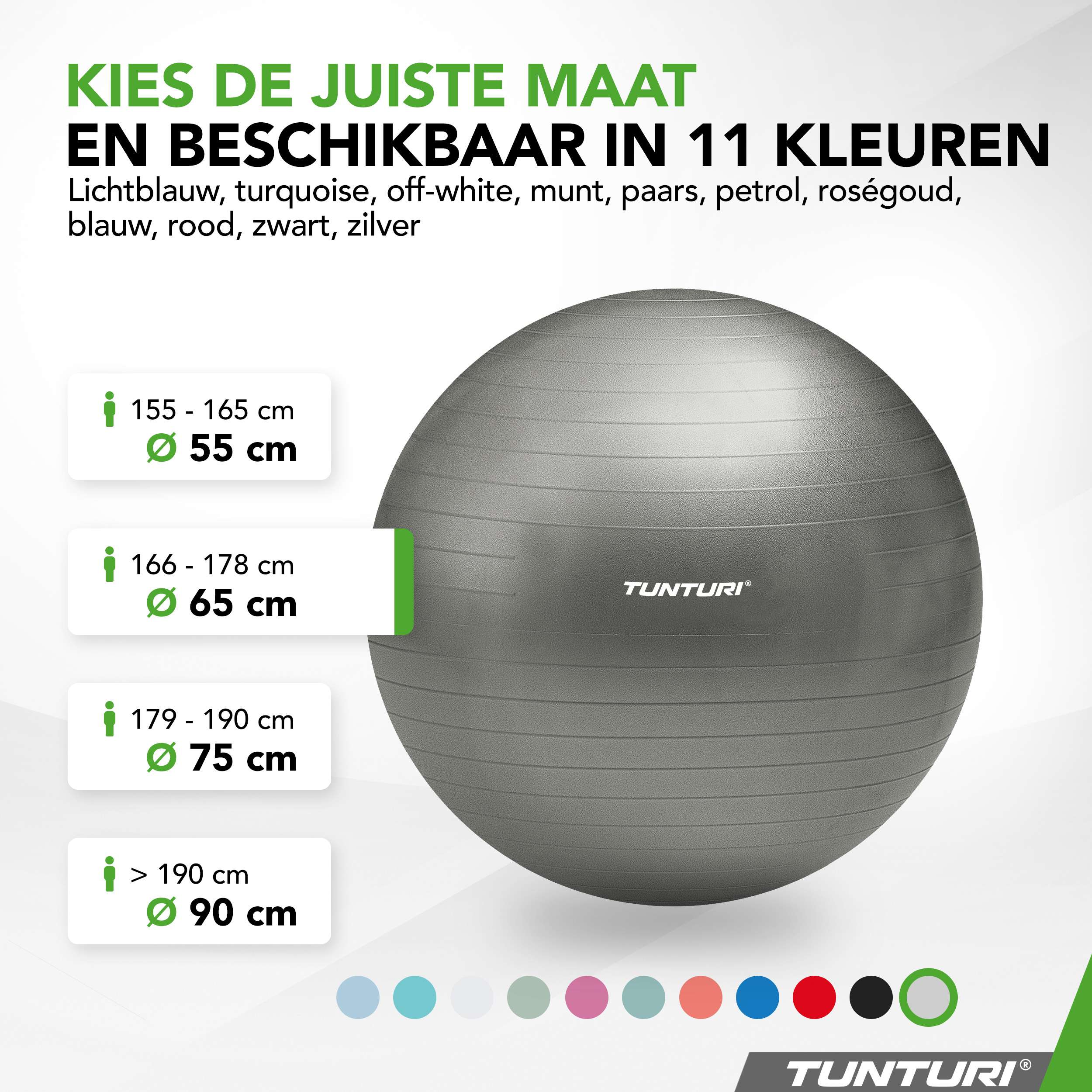 Tunturi Gymball 65cm, Silver, Anti Burst afbeelding 8