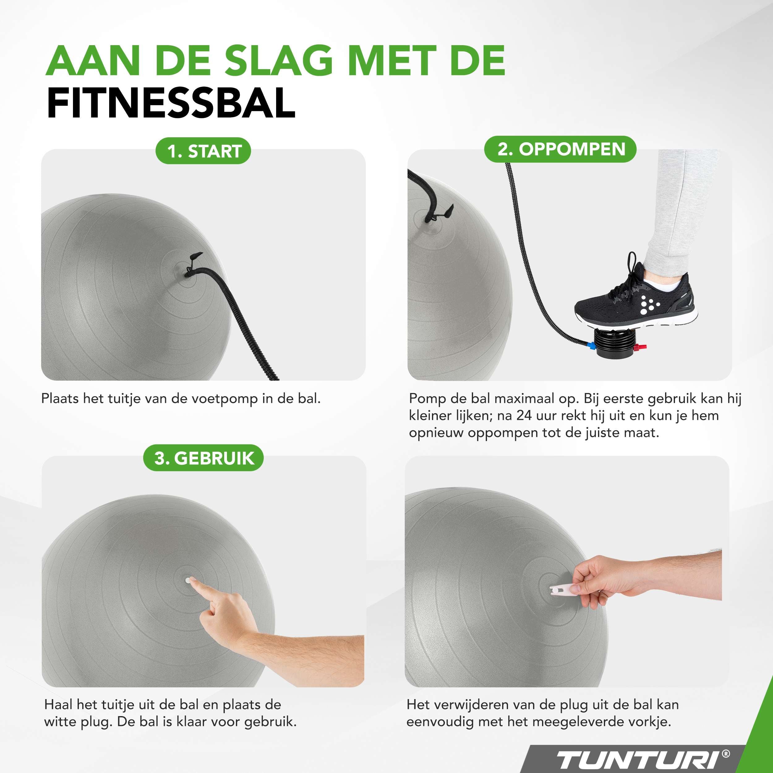 Tunturi Gymball 75cm, Silver, Anti Burst afbeelding 5