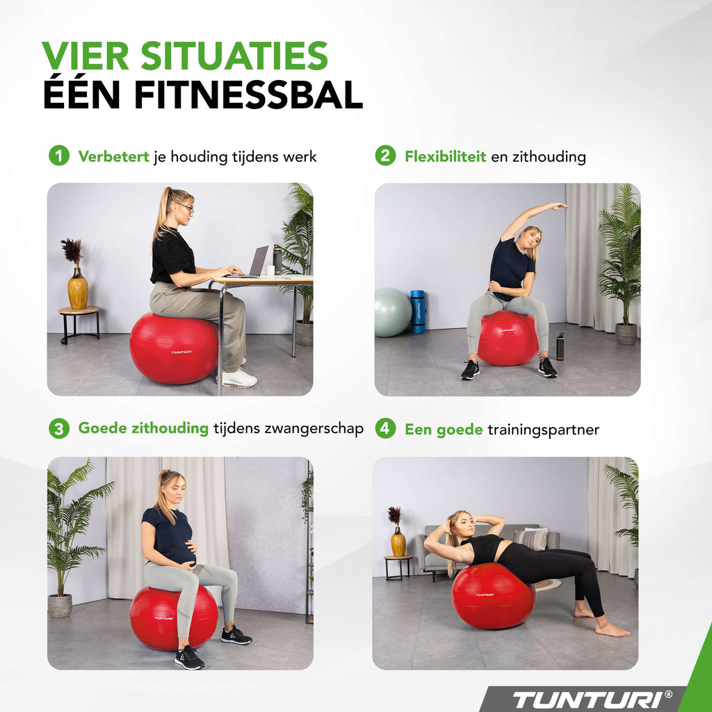 Tunturi Gymball 65cm, Red, Anti Burst afbeelding 3