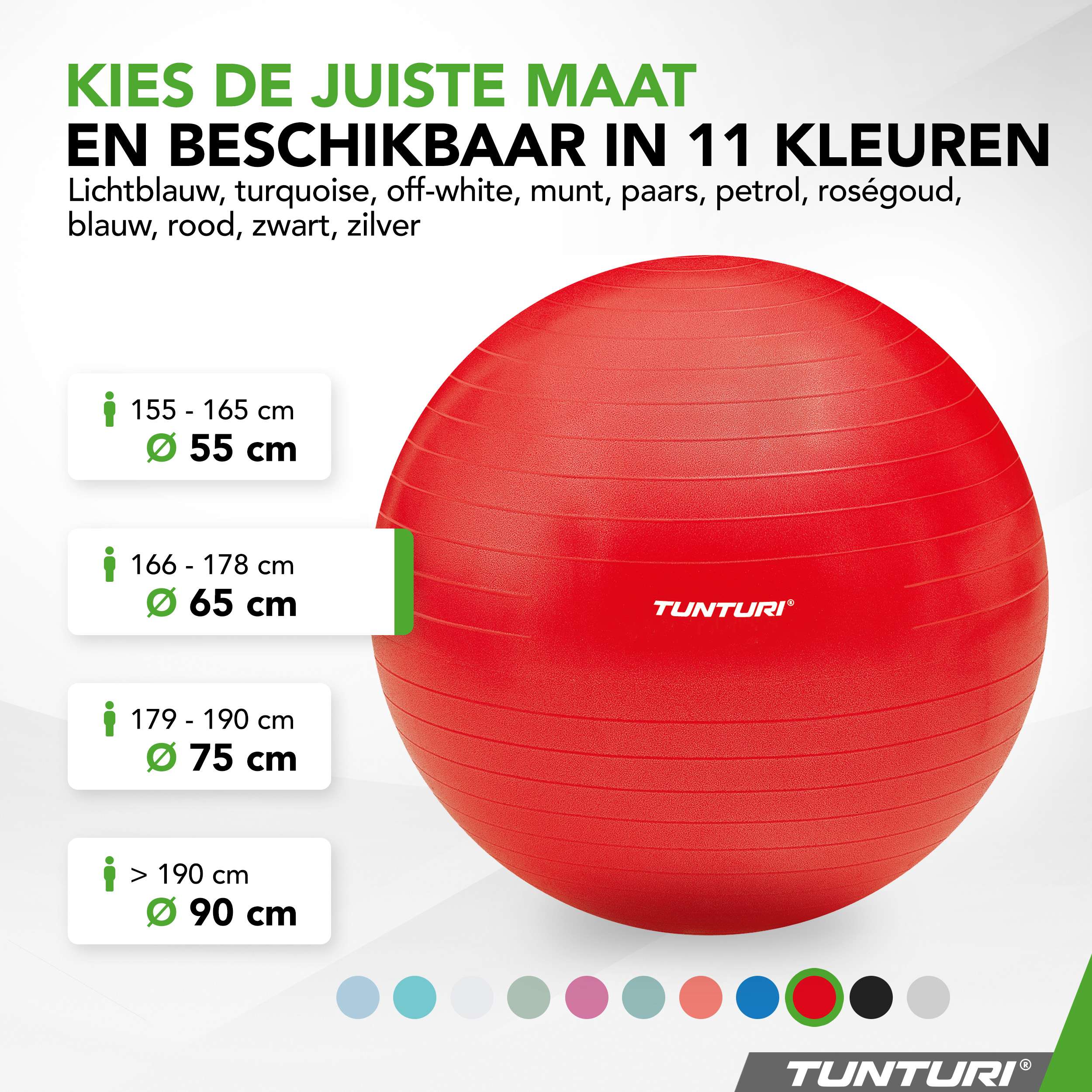 Tunturi Gymball 65cm, Red, Anti Burst afbeelding 8
