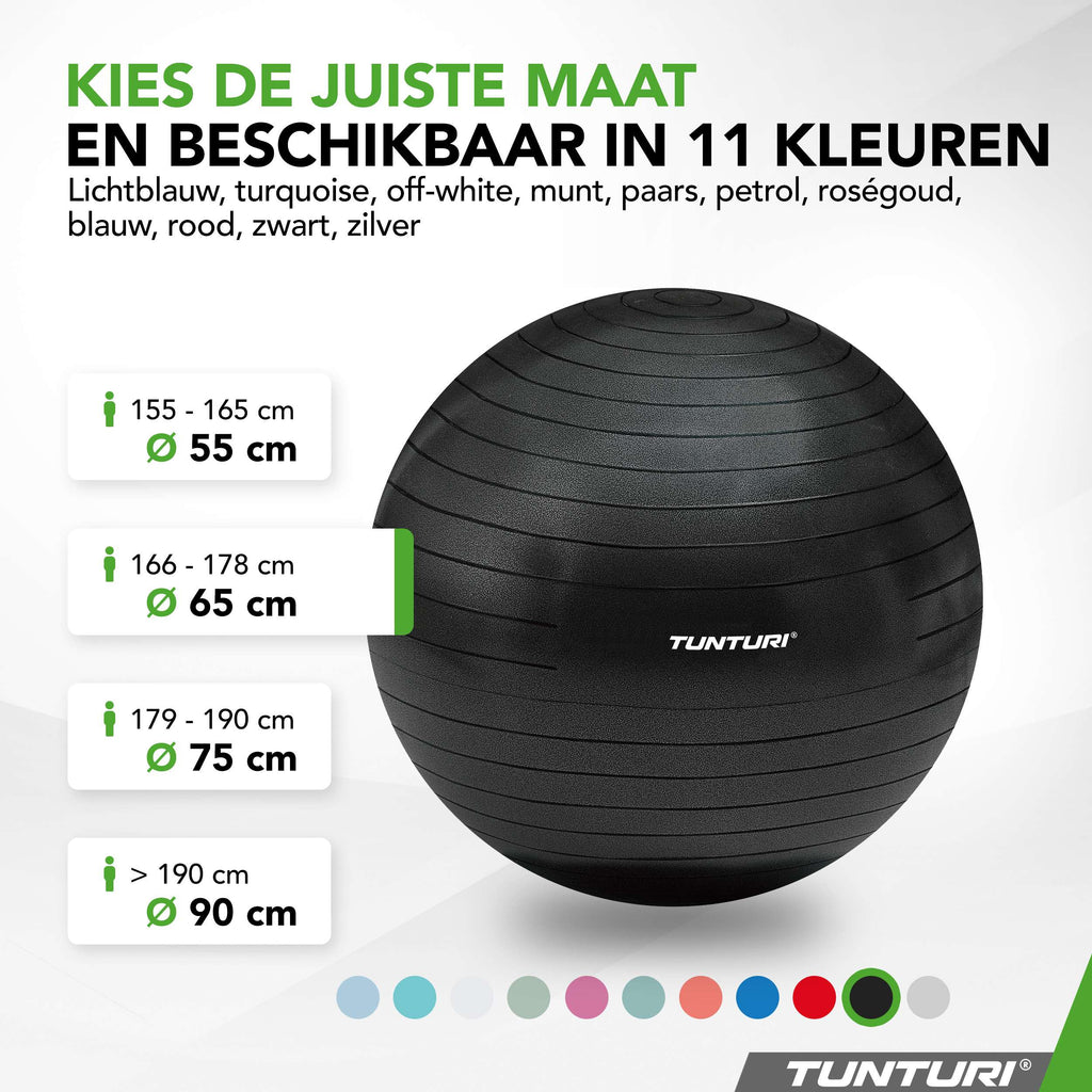 Tunturi Gymball 65cm, Black, Anti Burst afbeelding 8