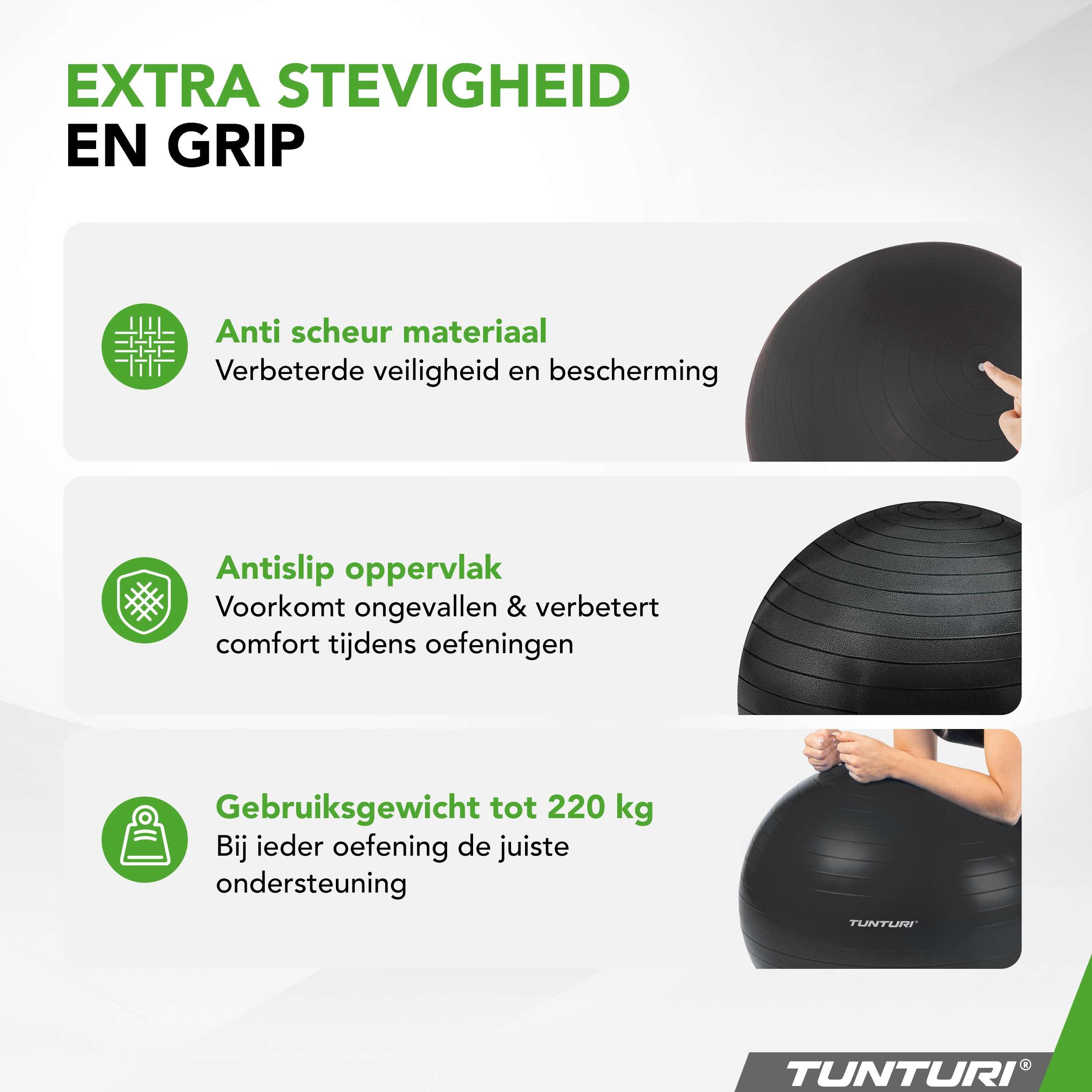 Tunturi Gymball 75cm, Black, Anti Burst afbeelding 4