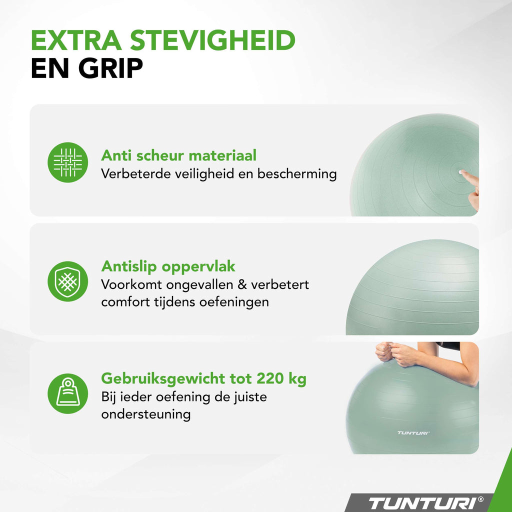 Tunturi Gymball 55cm, Mint, Anti Burst afbeelding 4