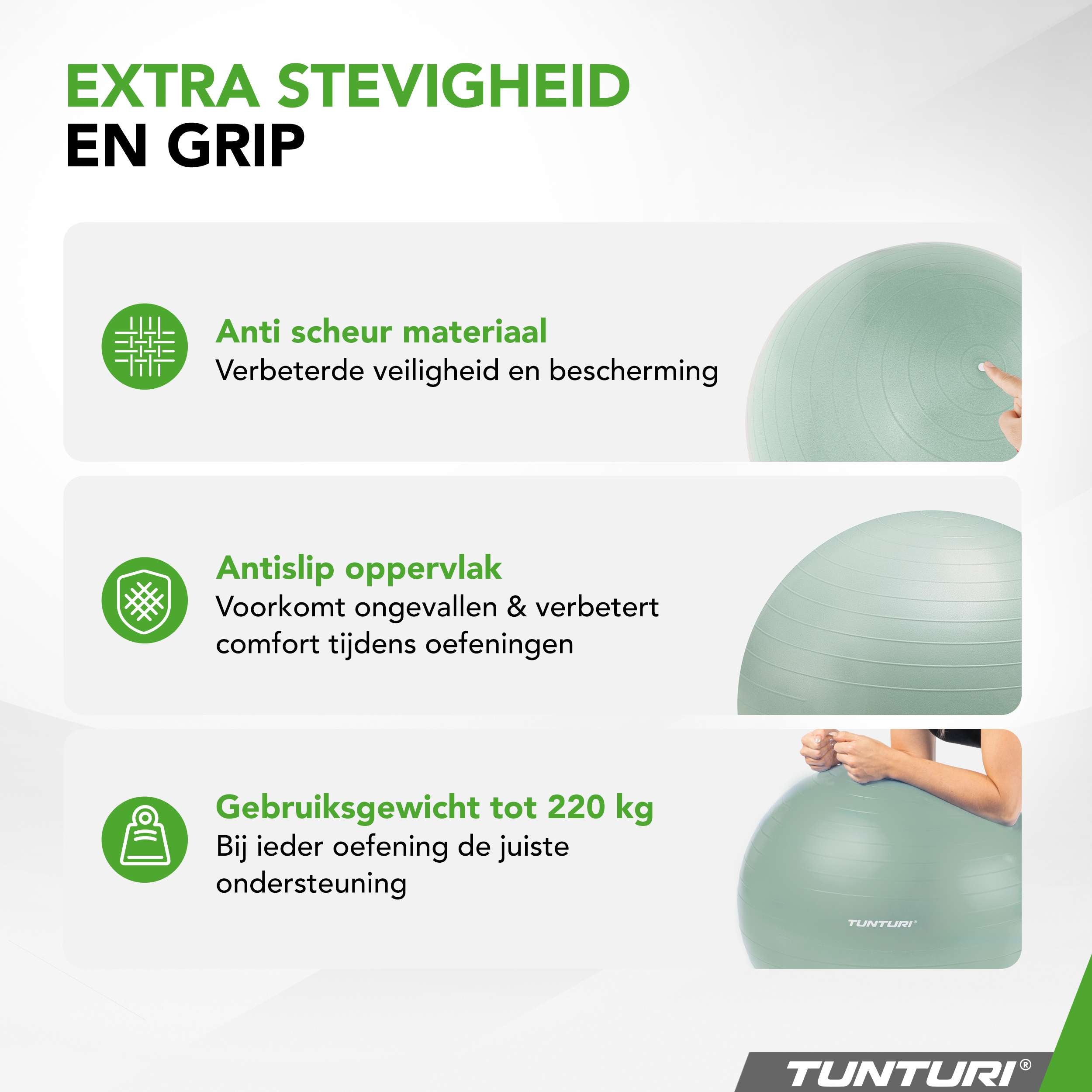 Tunturi Gymball 55cm, Mint, Anti Burst afbeelding 4