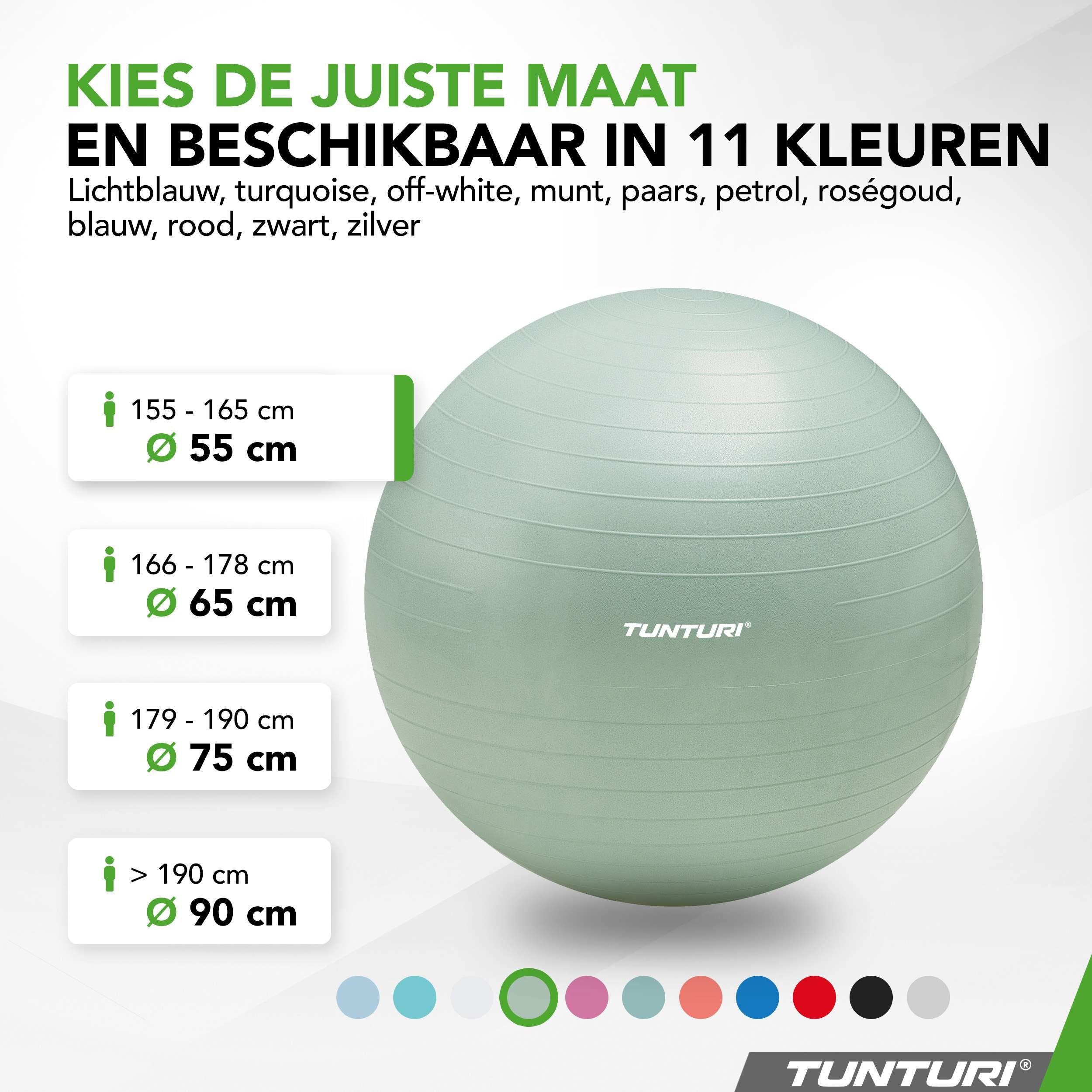 Tunturi Gymball 55cm, Mint, Anti Burst afbeelding 8