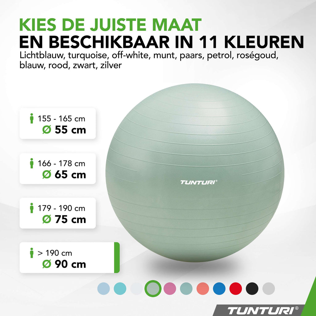 Tunturi Gymball 90cm, Mint, Anti Burst afbeelding 8