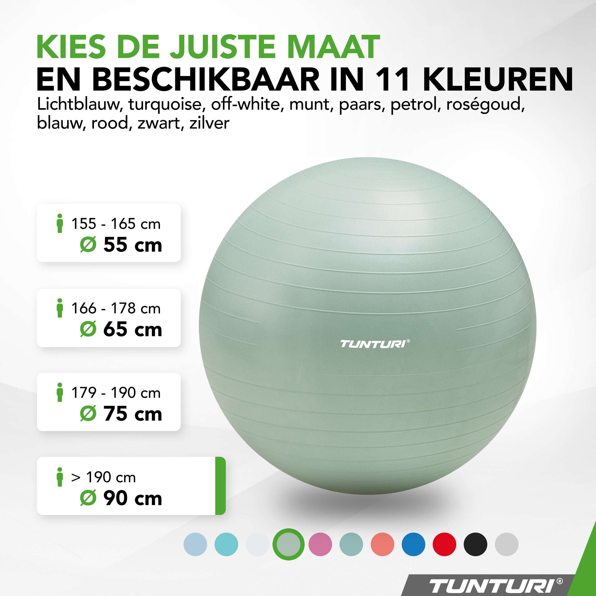 Tunturi Gymball 90cm, Mint, Anti Burst afbeelding 8