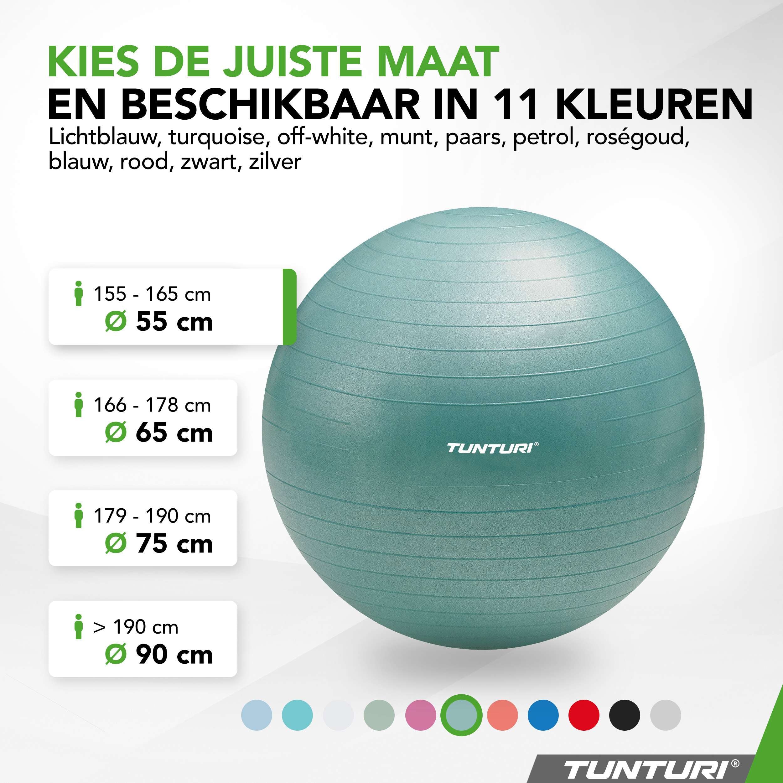 Tunturi Gymball 55cm, Petrol, Anti Burst afbeelding 8