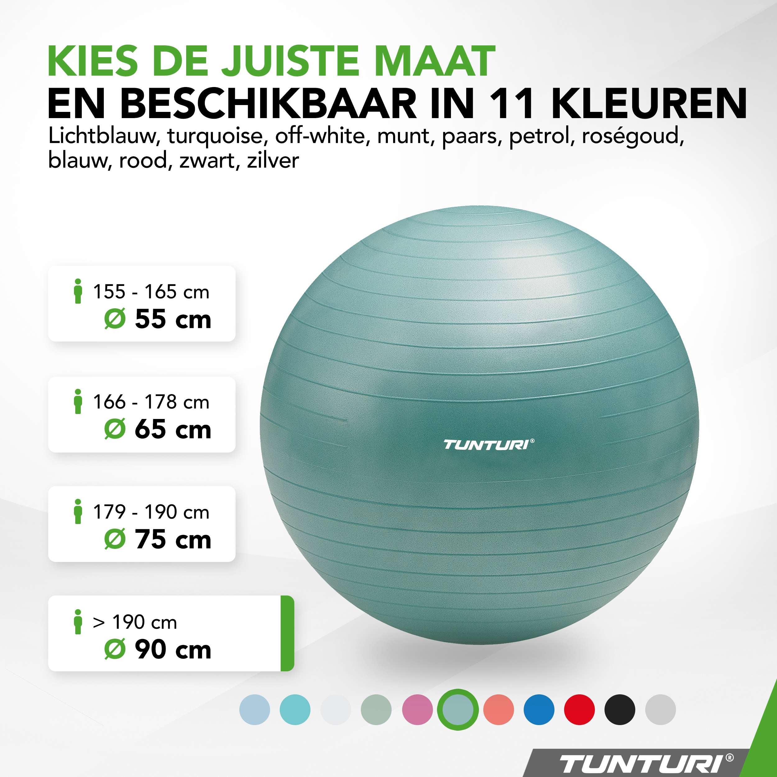 Tunturi Gymball 90cm, Petrol, Anti Burst afbeelding 8